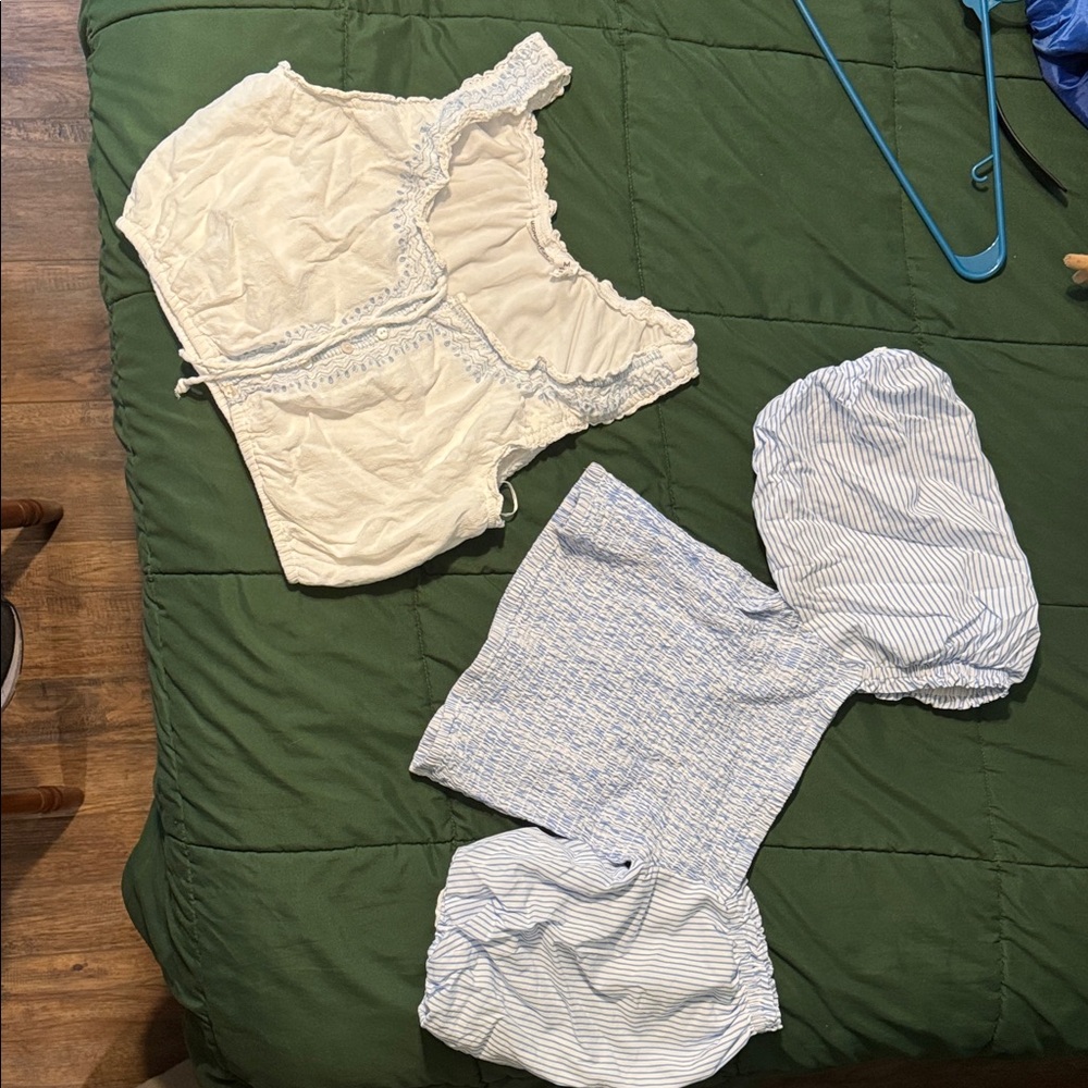 White and Blue Crop Tops size M and L